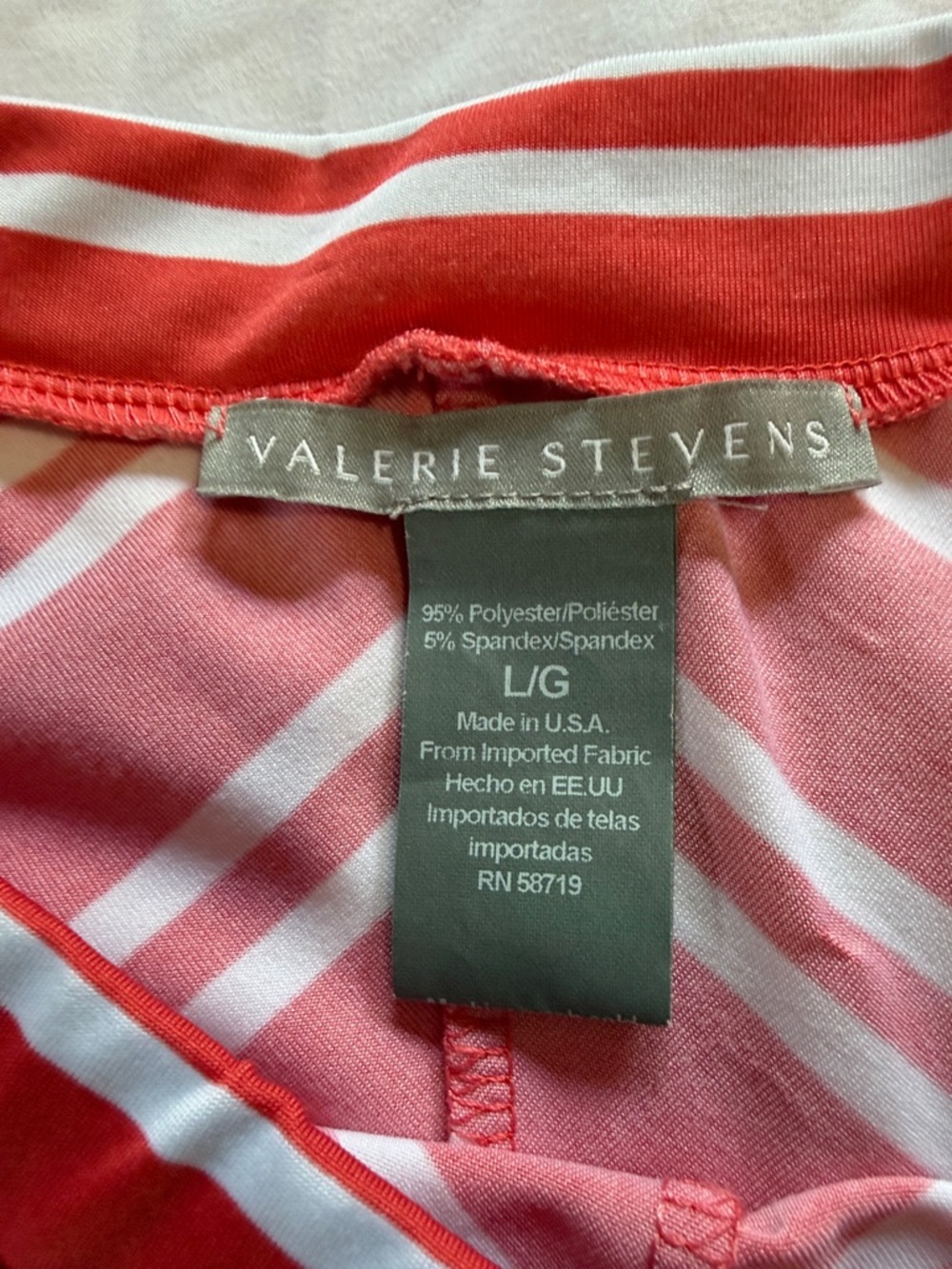 Valerie Stevens Coral and White Chevron A-Line Maxi Skirt